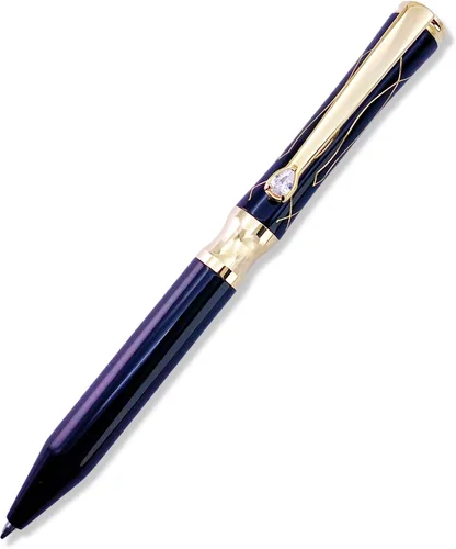 Vista 5 de LACHIEVA LUX Bolígrafo de metal ejecutivo de cristal negro elegante con recambios P900M hechos en Alemania, instrumentos de escritura de lujo y alta