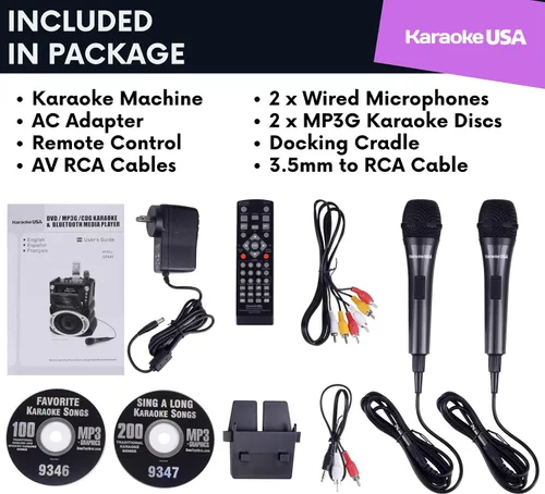 Vista 6 de Karaoke USA Sistema de karaoke portable GF839, color negro, talla única