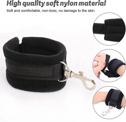 Vista 3 de Pulseras sexuales para mujer, correas de sujeción de muñeca y tobillo para parejas, correas de bonage para adultos, cuerdas de juego y cordones