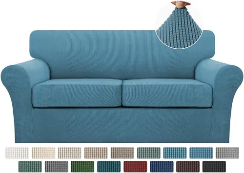 Vista 145 de Turquoize 2 fundas para sillas de sala de estar, funda de sofá con fundas de cojín individuales, funda de muebles para sillas (silla, beige biscotti)