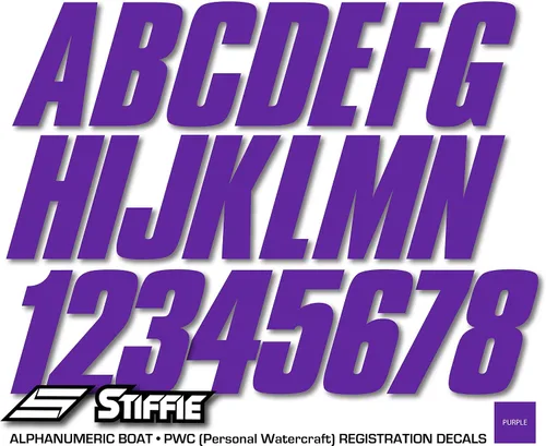 Vista 5 de STIFFIE Shift Purple 3" Boat & PWC Registration Decals • Etiquetas Adhesivas Letras Números