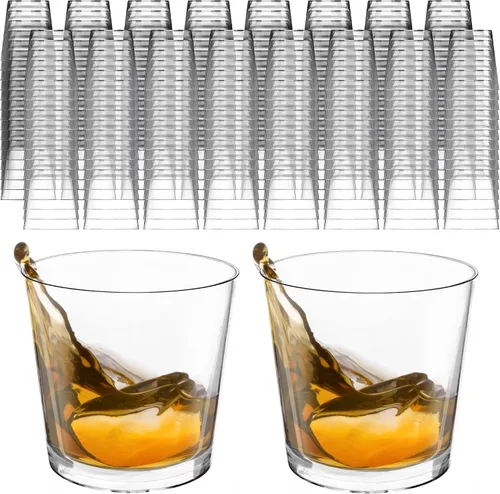 Vista 6 de DecorRack Vasos de chupito de 1 oz, 80 vasos de chupito de plástico duro transparente, vasos desechables para fiesta, mini vasos de chupito