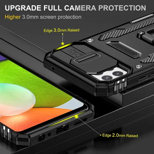 Vista 5 de Asuwish Funda de teléfono para Samsung Galaxy A22 5G/Boost Mobile Celero 5G con protector de pantalla y cubierta deslizante para cámara con soporte