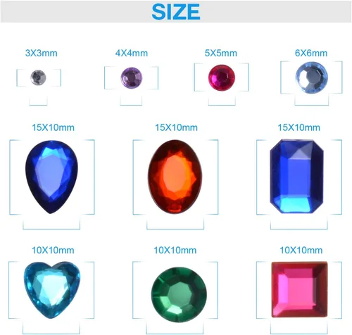 Vista 2 de Calcomanías de diamantes de imitación autoadhesivas, 1141 piezas de gemas para manualidades, calcomanías de cristal brillantes para manualidades