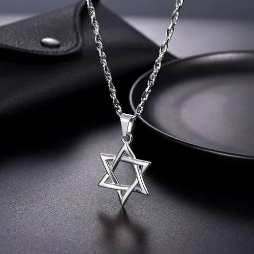 Vista 5 de PROSTEEL Collar con colgante y cadena de acero inoxidable de la estrella de David judía, joyería de Israel para hombres y mujeres