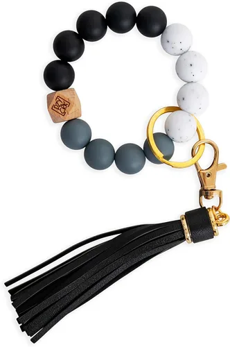 Vista 7 de dizzy creek designs Llavero pulsera, pulsera de cuentas de silicona para mujer, llavero con borla de cuero