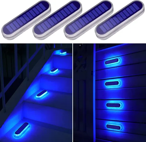 Vista 9 de Luces solares para cubierta al aire libre, impermeables, luces de paso al aire libre, panel solar, luces solares ABS anti-presión, luces solares Azul