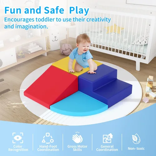 Vista 3 de PayLessHere Juguetes de escalada para niños pequeños de 1 a 3 años, juego de bloques de espuma coloridos de 4 piezas, juguetes