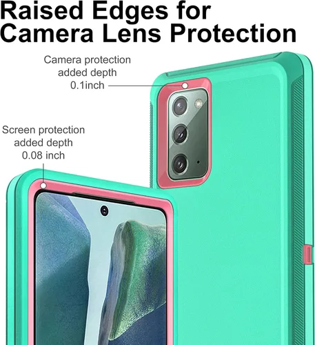 Vista 3 de Funda para Note 20, Galaxy Note 20 con protector de pantalla de TPU flexible autorreparable [2 unidades], funda 3 en 1 de cuerpo completo a prueba