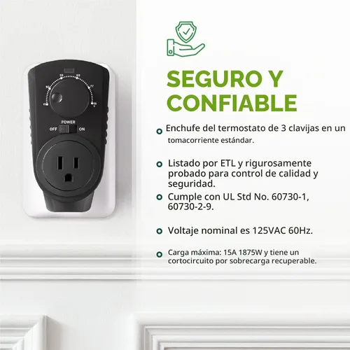 Vista 4 de EconoHome - Termostato ajustable universal con enchufe para calefacción y refrigeración - Compatible con la mayoría de los calentadores de pared
