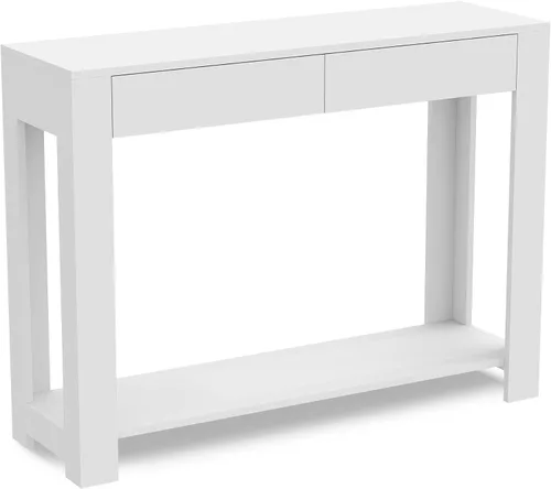 Vista 7 de Safdie & Co. - Mesa consola de color gris pardo oscuro con estante, mesa de pasillo rectangular con cajones, uso como mesa de entrada, escritorio