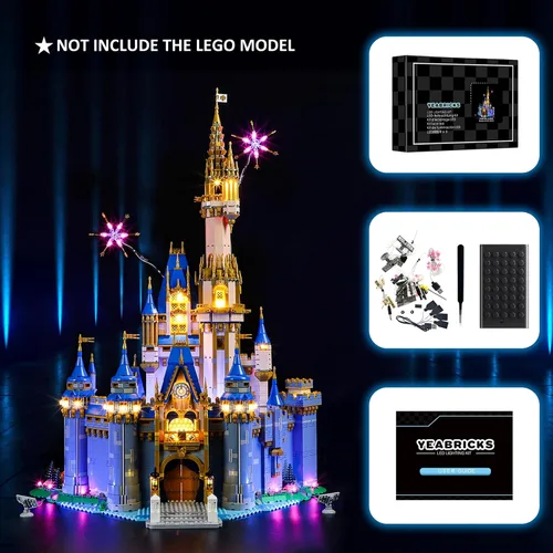 Vista 5 de YEABRICKS Luz LED para Lego-43222 modelo de bloques de construcción de castillo de Disney (juego de Lego no incluido) Beginner-Friendly DIY LED