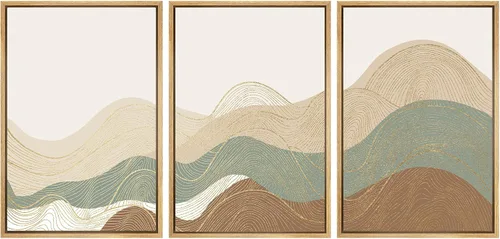 Vista 99 de SIGNWIN Lienzo enmarcado para pared, juego de arte tranquilo con reflejo de lago, acuarela, montaña y agua, ilustraciones modernas, arte abstracto