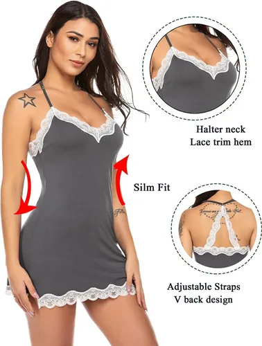 Vista 2 de Avidlove Lencería sexy para mujer, ropa de dormir, camisón, babydoll, lencería de algodón
