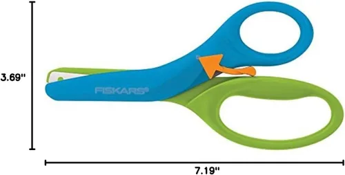 Vista 2 de Fiskars Tijeras de entrenamiento para niños mayores de 3 años con fácil agarre, tijeras de seguridad para niños pequeños para la escuela