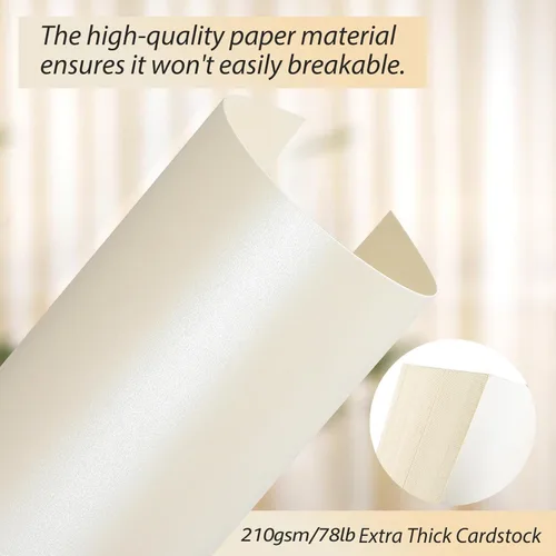 Vista 3 de CreGear 25 hojas de papel de impresora de cartulina color crema brillante de 8.5 x 11 pulgadas, cartulina brillante de 78 libras/210gsm, cartulina