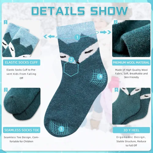 Vista 4 de Eocom - Medias de invierno cálidos de lana para niños y niñas 6 pares