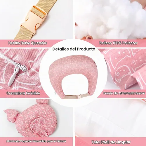 Vista 4 de Almohada de lactancia para lactancia materna, almohadas de lactancia para más apoyo para mamá y bebé, con correa ajustable para la cintura