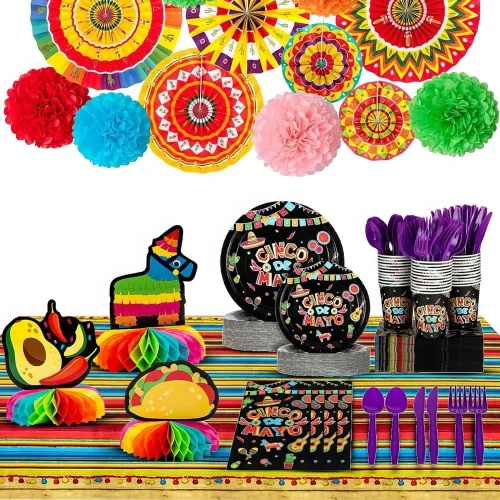 Vista 2 de Centros de mesa de nido de abeja Fiesta - Decoración de fiesta - 3 piezas