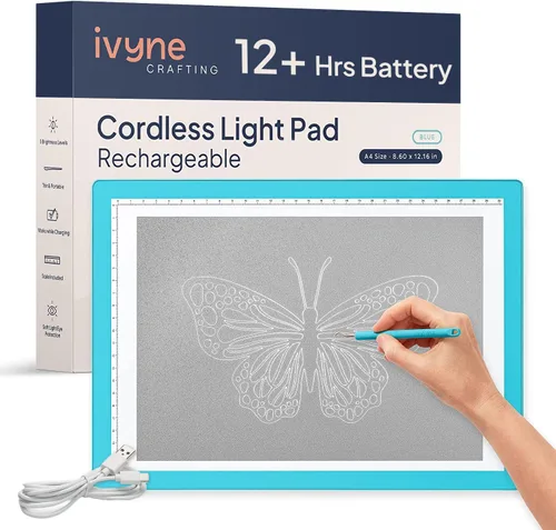 Vista 18 de iVyne Almohadilla de luz con cable para desmalezar vinilo, caja de luz A4 para dibujo, tablero de luz para trazar, caja de luz para pintura de Negro