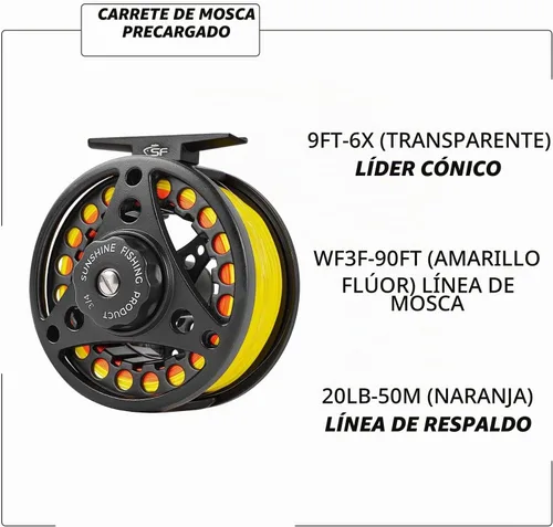 Vista 2 de SF SF-001 Carrete de pesca con mosca de arbor grande con cuerpo de aleación de aluminio 3/4wt 5/6wt 7/8wt Carrete de pesca con mosca precargado MB