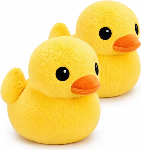 Vista 6 de Leyndo 2 Piezas Pato Amarillo Gigante Peluche Suave Animal de Peluche Pato Almohada de Peluche Animal Abrazable Juego de Juguetes para Regalo