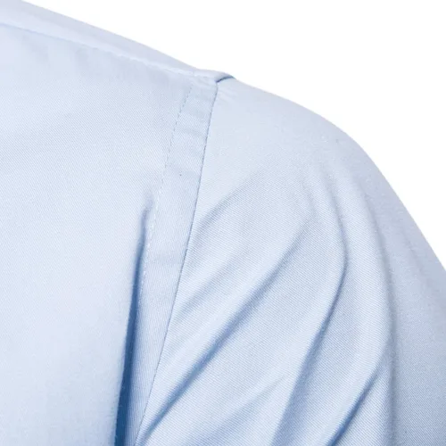 Vista 4 de LOCALMODE Camisa para hombre de ajuste regular de algodón, casual de negocios, manga corta, botones, camisas de vestir