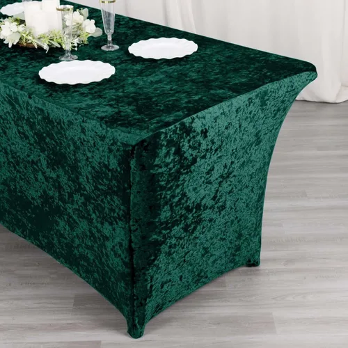 Vista 14 de Efavormart Cubierta de Mesa Rectangular Ajustada Elástica de Terciopelo Aplastado Beige de 6 pies