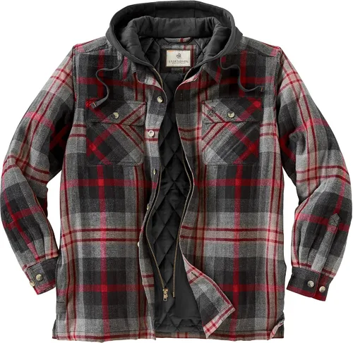Vista 23 de Legendary Whitetails - Chaqueta Maplewood tipo camisa con capucha para hombre Cuadros de bisonte antiguo