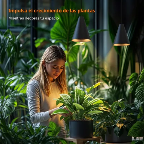 Vista 2 de Bstrip Luces de cultivo de doble cabezal de 50 W para plantas de interior de espectro completo de 3000 K, bombilla LED negra con temporizador