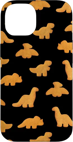 Vista 4 de iPhone 16 Dinos - Patrón de pepitas de pollo Divertida funda negra de dinosaurio realista