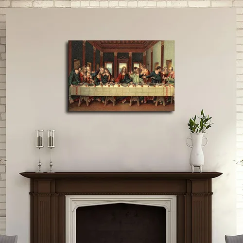 Vista 2 de Póster en lienzo de The Last Supper The Lord's Supper, cuadro estético moderno, arte de pared, decoración del hogar, oficina, pintura, regalo de Sin