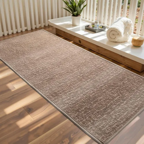 Vista 29 de Tapetes de baño antideslizantes delgados para debajo de la puerta, tapetes de baño de secado rápido absorbentes con respaldo de goma trenzado