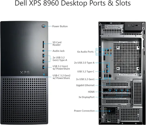 Vista 6 de Dell XPS 8960 - Computadora de escritorio Tower - Intel Core i9-13900 de 13ª generación de 24 núcleos hasta 5.60 GHz, 64 GB DDR5 RAM, 2 TB NVMe SSD