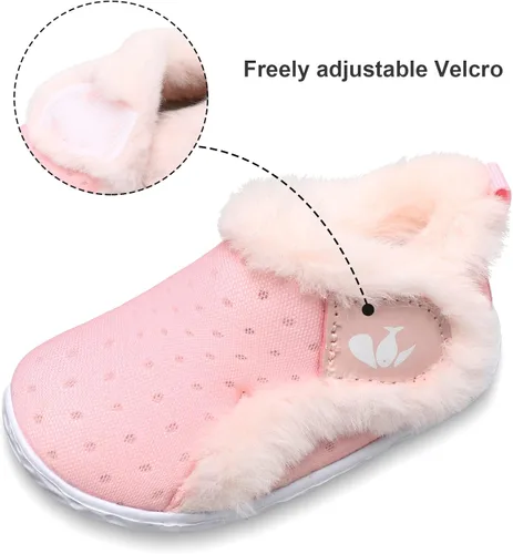 Vista 3 de FEETCITY - Zapatos para bebés, niños y niñas, pantuflas cálidas de vellón, botines para primeros pasos, calcetines cálidos para recién nacidos