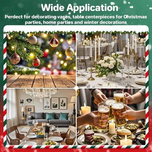 Vista 6 de Sukh 6150 PIEZAS Decoración de Relleno de Jarrón de Navidad con Caña de Caramelo de Navidad - Perlas de Navidad Plásticas, Cañas de Caramelo, Perlas