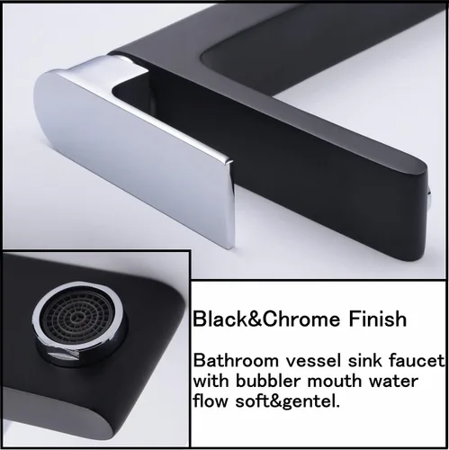 Vista 5 de Leekayer Baño recipiente fregadero grifo cromo sola manija negro pintura un agujero cubierta montaje lavabo mezclador latón