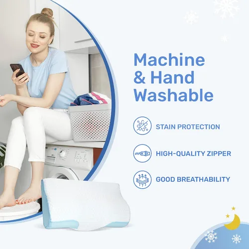 Vista 5 de Funda de almohada refrescante de tamaño King de Derila Control óptimo de temperatura para tu almohada de espuma viscoelástica para un sueño