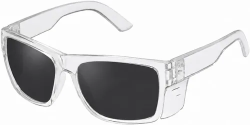 Vista 11 de Lentes de sol de seguridad para hombre, negro mate, lentes de sol de seguridad polarizados, cumplen con las normas ANSI Z87+, protección UV