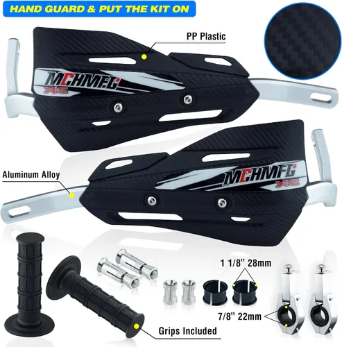 Vista 3 de Paramanos de moto de cross con empuñaduras, protectores de mano de motocicleta de 7/8 pulgadas y 1 1/8 pulgadas para cuatrimoto, soporte universal