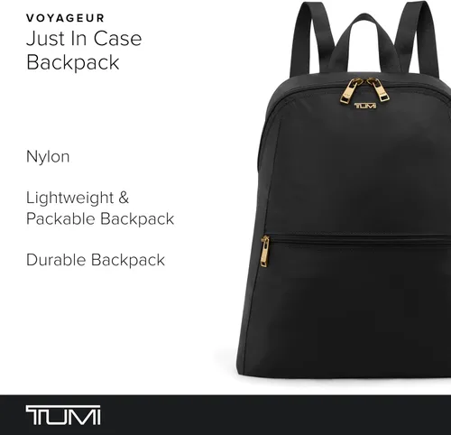 Vista 2 de TUMI Mochila Just in Case para mujer, Negro/Dorado, Tamaño único
