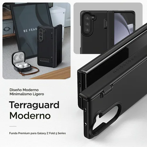 Vista 2 de VRS DESIGN Funda de teléfono para Galaxy Z Fold 5 5G (2023) [Terra Guard Modern], funda de estilo moderno y limpio de alta calidad