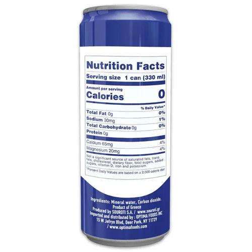 Vista 2 de SOUROTI Agua mineral carbonatada sin sabor con gas Bebida saludable rica en minerales y oligoelementos Paquete de 24, latas de 11.2 onzas