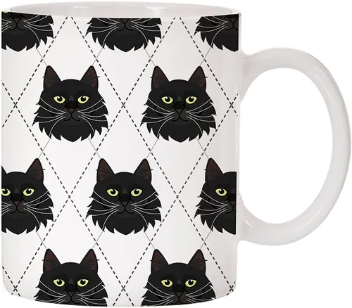 Vista 12 de Adorable Cat Breed Design Argyle Pattern Taza de café de cerámica (abisinian)