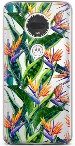 Vista 9 de Mertak Funda de teléfono compatible con Motorola Edge + Moto G9 G8 Plus G7 Play Power Z4 Slim Light Design Cover Tropical Abstract Girls Flamingo