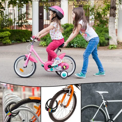 Vista 7 de Cable de bloqueo de bicicleta, combinación de 4 dígitos con cabezal de bloqueo de metal, reiniciable, 2 pies x 0.45 pulgadas, para bicicleta, Negro