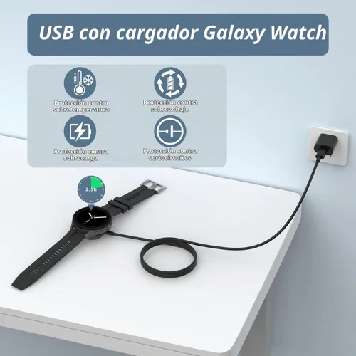 Vista 3 de Clolasa Cargador de reloj compatible con Samsung Galaxy Watch 8/8 Classic/7/Ultra/6/6 Classic/5/5 Pro/4/4 Classic/3/Active2/Active 1, cable de carga