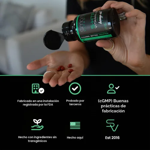 Vista 5 de 5-HTP 200mg con vitamina B6 y aceite de semilla de cáñamo, liberación