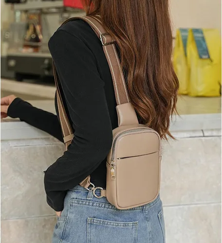 Vista 3 de Bolso bandolera pequeño, riñonera, cangurera, para teléfono celular, bolso de pecho, casual, mochila deportiva para mujeres y hombres