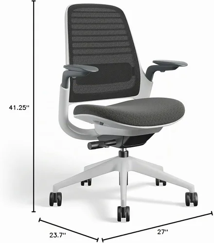 Vista 3 de Steelcase Series 1 Silla de oficina ergonómica, suelos de alfombra, grafito, luz